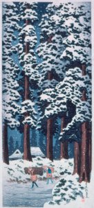 Wysadzana cedrami ulica w pobliżu Nikko autorstwa Takahashi Hiroaki
