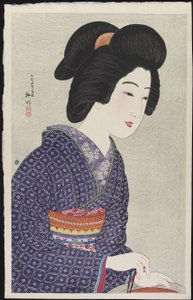 Kobieta siedząca przy koksowniku, luty 1925 autorstwa Takahashi Hiroaki