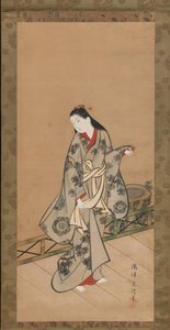 Kobieta na werandzie, ca. 1730. autorstwa Takizawa Shigenobu
