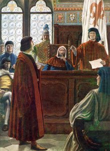 COSIMO DE MEDICI, Wielki Książę Toskanii, broni się przed oskarżeniami swoich wrogów. autorstwa Tancredi Scarpelli