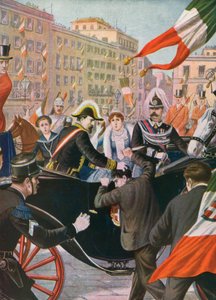 Giovanni Passanante dokonuje zamachu na króla Umberto I autorstwa Tancredi Scarpelli