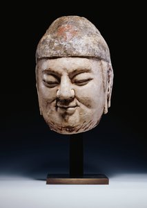 Marmurowa głowa urzędnika z dynastii Tang lub nieco wcześniej, ok. 618-907 autorstwa Tang Dynasty Chinese School