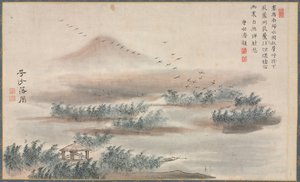 Jeden z ośmiu widoków rzek Xiao i Xiang, 1788. autorstwa Tani Bunch