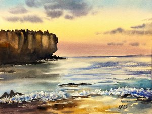 Złota godzina nad klifami nad oceanem