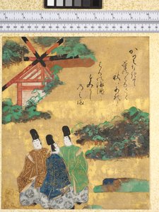 Plaża w Sumiyoshi, ilustracja z „Opowieści Ise”, 1600-40 autorstwa Tawaraya Sotatsu