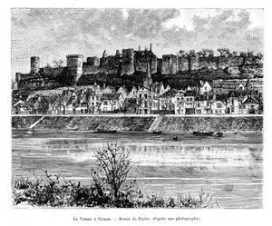 Chinon i rzeka Vienne, Francja, XIX w. autorstwa Taylor