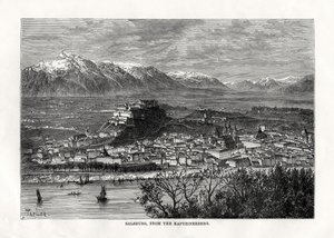 Salsburg, z Kapuzinerberg, Austria, XIX w. autorstwa Taylor