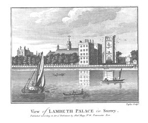 Widok pałacu Lambeth w Surrey, koniec XVIII wieku autorstwa Taylor