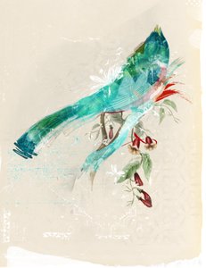 Sylwetka ptaka, 2017 (kolaż na płótnie)