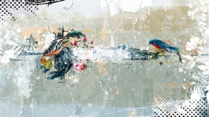 Birdalicious, 2014 (kolaż na płótnie)