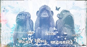 Uważaj na maniery, 2017 (kolaż na płótnie) autorstwa Teis Albers