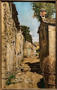 Budynek gospodarczy w Settignano, ok. 1862 (olej na płótnie nałożony na panel) autorstwa Telemaco Signorini