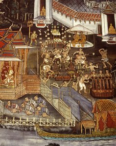 Odlewanie wizerunków Buddy w epoce Sukhothai (malarstwo ścienne) autorstwa Thai School