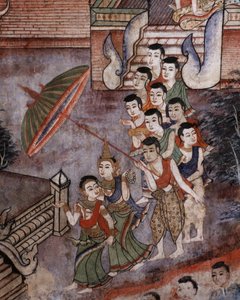 Detal z muralu w Wat Phra Singh autorstwa Thai School