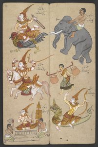 Lub 16455 f.10r, Zwierzęta z Zodiaku, z Phrommachat (pergamin) autorstwa Thai School