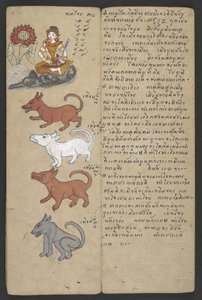 Lub 16455 f.11r, Zwierzęta z Zodiaku, z Phrommachat (pergamin) autorstwa Thai School