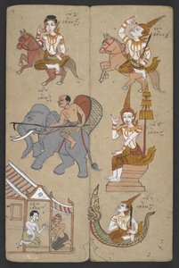Lub 16455 f.4r, Zwierzęta z Zodiaku, z Phrommachat (pergamin) autorstwa Thai School