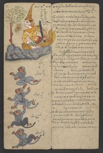 Lub 16455 f.7r, Zwierzęta z Zodiaku, z Phrommachat (pergamin) autorstwa Thai School