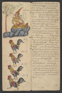 Lub 16455 f.9r, Zwierzęta z Zodiaku, z Phrommachat (pergamin) autorstwa Thai School