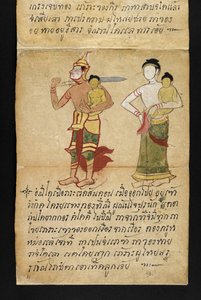 Lub. 16482, f.13 „Satra”  O wróżbiarstwie i poradach dotyczących szczęśliwego i zdrowego życia (książka składana papierowa) autorstwa Thai School