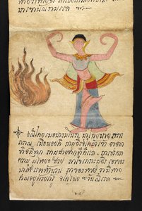Lub. 16482, f.7 „Satra”  O wróżbiarstwie i poradach dotyczących szczęśliwego i zdrowego życia (książka składana papierowa) autorstwa Thai School