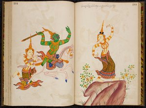 Scena z tajskiej wersji Vidhura-pandita Jataka. autorstwa Thai School