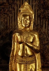 Stojący Budda, koniec XIII- początek XIV wieku (złoto) autorstwa Thai School