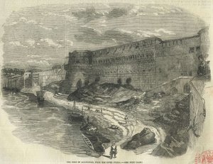 Fort Allahabad od strony rzeki Jumna. autorstwa The Illustrated London News