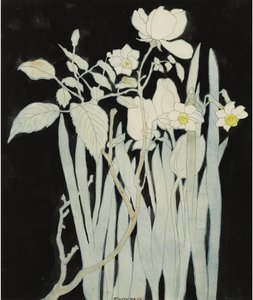 Żonkile i róże od Hoytema, Theo van (1863-1917). Akwarela i tusz na papierze, rozmiar : 27,5x23 autorstwa Theo van Hoytema