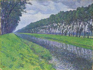 Kanał we Flandrii; Kanał we Flandrii przy smutnej pogodzie, 1894 autorstwa Théo van Rysselberghe