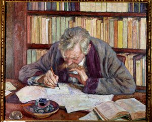 Portret belgijskiego poety Emila Verhaerena (1885-1916) w jego biurze Obraz Theodore Van Rysselberghe (1862-1926) XX-wieczny Paryż. Miejskie Muzeum Sztuki Nowoczesnej autorstwa Théo van Rysselberghe