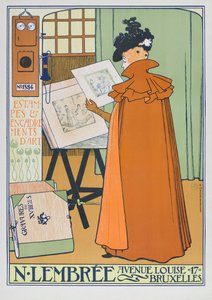 Sklep z plakatami reklamowymi, Bruksela autorstwa Théo van Rysselberghe