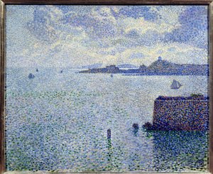 Żaglówki i ujście rzeki. Obraz Theodore Van Rysselberghe (1862-1926), Bel. autorstwa Théo van Rysselberghe