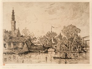 Stocznia w Edamie (Niderlandy) autorstwa Théo van Rysselberghe
