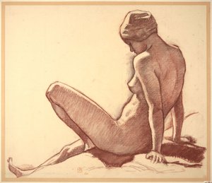 Studium aktu kobiecego nad morzem do „Kąpiących się” autorstwa Théo van Rysselberghe