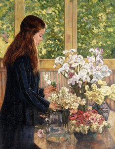 Młoda Dziewczyna z Wazonami Kwiatów, autorstwa Théo van Rysselberghe