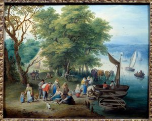 Powrót z wędkowania. Obraz Theobald Michau (1676-1765)