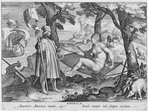 Kolumb „odkrywający Amerykę”, 1492, c1600
