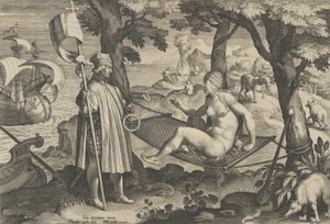 Nowe wynalazki współczesności [Nova Reperta], Odkrycie Ameryki, płyta 1, ca. ...,ok. 1600.