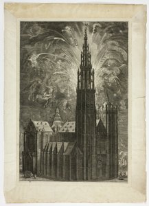 Fajerwerk wokół katedry w Antwerpii, tablica 41 z Casperius Gevartius, Pompa Entroitus Honori Serenissimi Książę Ferdynand autorstwa Theodoor van Thulden