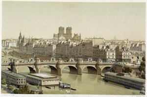 Ile de la Cite i Pont Neuf w Paryżu autorstwa Theodor Josef Hubert Hoffbauer