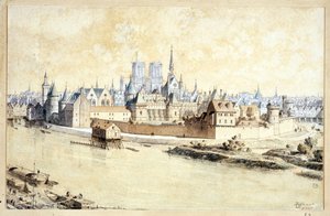Pałac i miasto 1530 (Kompozycja retrospektywna) (pióro i tusz oraz akwarela na papierze)