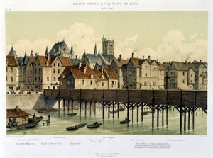 Duży Châtelet i drewniany most (1621-1643) – w „Paryżu od XIII wieku do współczesności” Hoffbauera, wyd. Firmin Didot i Cie