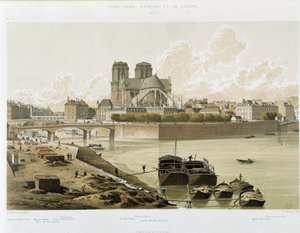 Notre Dame de Paris widziana z brzegu Sekwany w Paryżu autorstwa Theodor Josef Hubert Hoffbauer