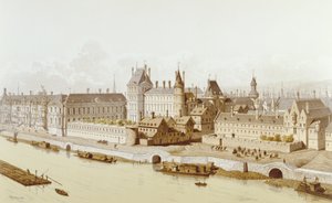 Luwr i Hôtel du Petit-Bourbon w 1622 r. za panowania Ludwika XIII, 1885 r.