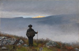 Daleko, daleko Pałac Soria Moria mienił się jak złoto autorstwa Theodor Kittelsen