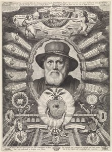 Portret Dircka Volckertsza. Jeleń w alegorycznej oprawie autorstwa Theodor Matham