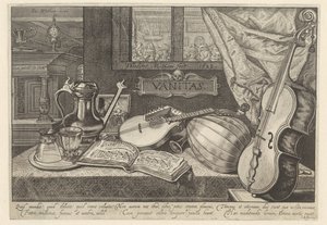 Vanitas martwa natura z instrumentami muzycznymi