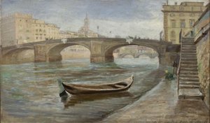 Pochmurny dzień we Florencji w pobliżu Ponte Santa Trinità autorstwa Theodor Philipsen