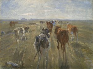 Długie cienie. Bydło na Wyspie Saltholm, ok. 1930 r. 1890 autorstwa Theodor Philipsen